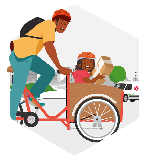 e-shopper barometer dad and kids on a bike