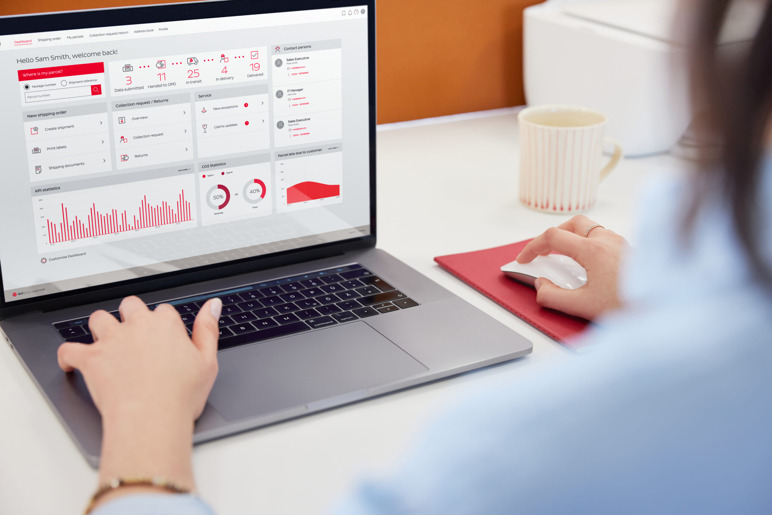 laptop with dashboard stats